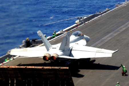 US Navy 110711-N-CH661-064 An F-A-18F Super Hornet assigned to the Red Rippers of Strike Fighter Squadron (VFA) 11