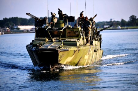 US Navy 110712-N-CD297-143 Sailors assigned to Riverine Squadron (RIVRON) 2 participate in pre-deployment exercises in a riverine command boat