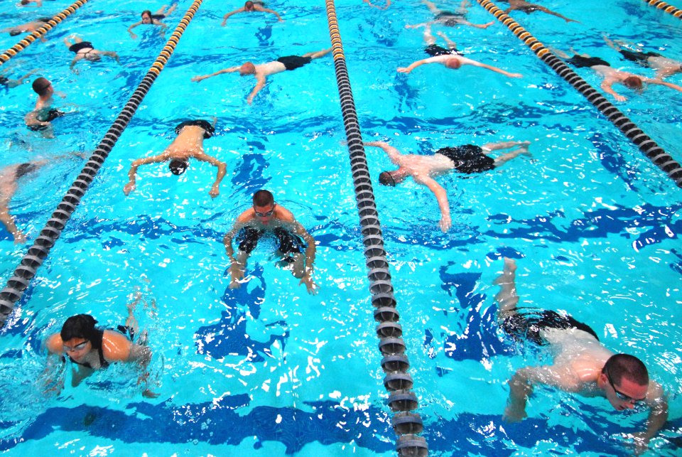 US Navy 110713-N-OA833-002 Plebes in the U.S. Naval Academy Class of 2015 receive basic swimming and diving instruction at Lejeune Hall
