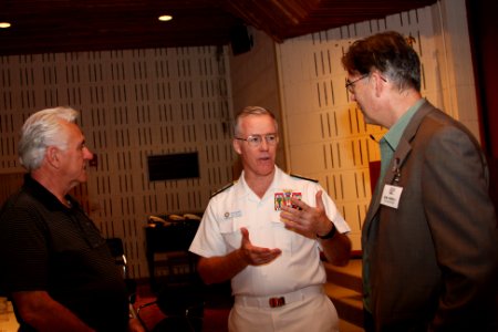 US Navy 110713-N-NT881-122 Rear Adm. Donald P. Quinn greets members of the Veterans Business Council prior to the council's monthly luncheon during photo