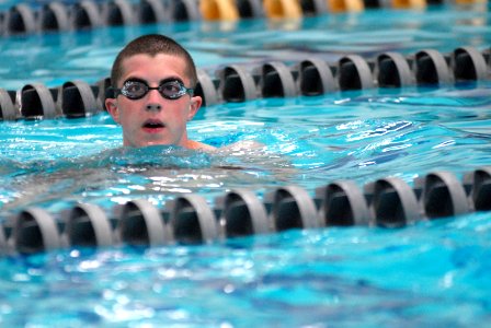 US Navy 110713-N-OA833-005 A Plebe in the U.S. Naval Academy Class of 2015 receives basic swimming and diving instruction at Lejeune Hall