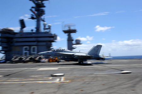US Navy 110715-N-DE843-060 An F-A-18F Super Hornet assigned to the Gladiators of Strike Fighter Squadron (VFA) 106