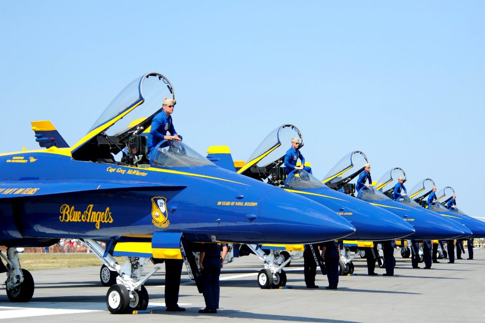 US Navy 110716-N-IR859-041 Members of the U.S. Navy Flight Demonstration Squadron, the Blue Angels