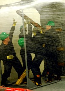 US Navy 110715-N-YC845-323 First class petty officers from Naval Support Activity Norfolk commands train at the Farrier Firefighting School damage