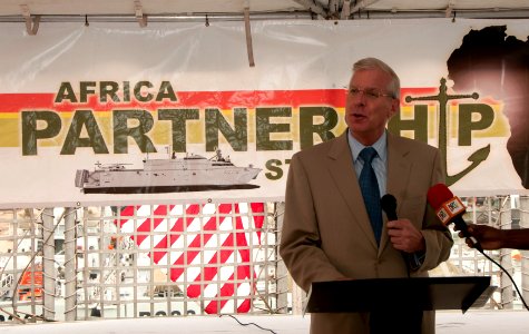 US Navy 110719-N-XK513-157 U.S. Ambassador to the Republic of the Congo Christopher W. Murray delivers remarks aboard High Speed Vessel Swift (HSV photo