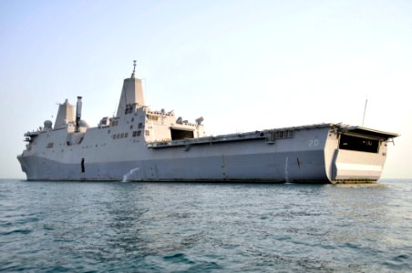 US Navy 110719-N-GW695-013 USS Green Bay (LPD 20) is anchored off the coast of Kuwait during exercise Eager Mace 11-2
