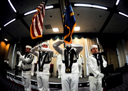 US Navy 110722-N-KK576-014 The Navy Information Operations Command, Norfolk, color guard parades the colors during a change of command ceremony for