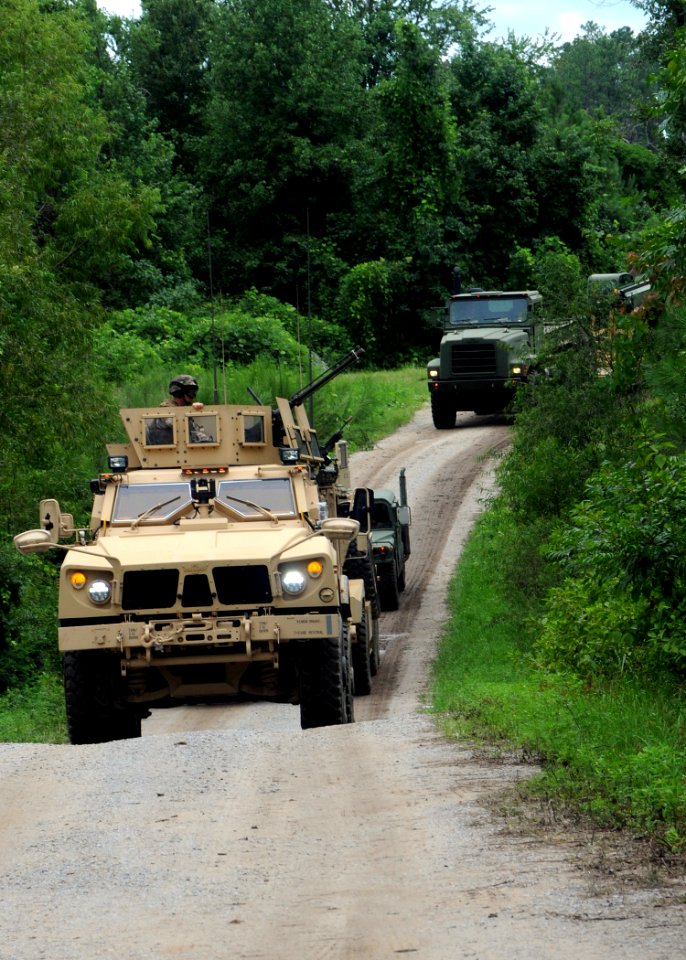 US Navy 110723-N-SD610-004 The Convoy Security Element assigned to (NMCB) 7 provides security for a detachment line haul during Operation Bearing D