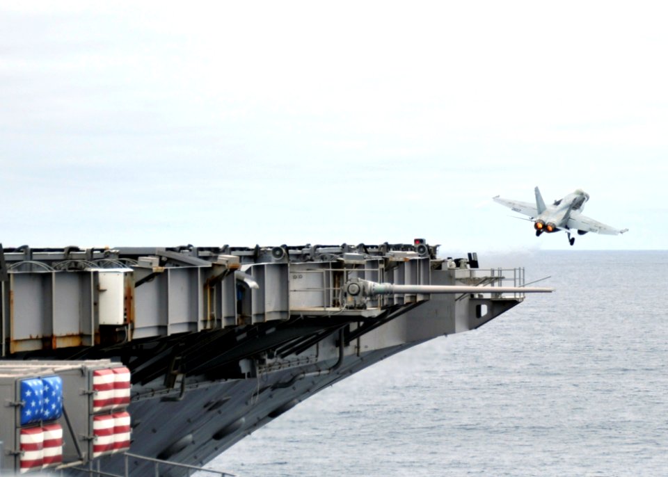 US Navy 110723-N-YB753-107 An F-A-18C Hornet assigned to the Vigilantes of Strike Fighter Squadron (VFA) 151 launches from the aircraft carrier USS
