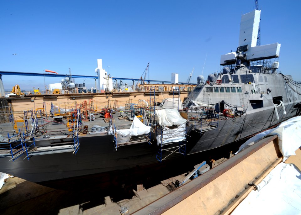 US Navy 110720-N-DI719-012 The littoral combat ship USS Freedom (LCS 1) continues a scheduled four-month maintenance period in a dry dock at Naval