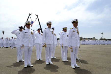 US Navy 110723-N-SI773-071 Seabees salute the colors on the Port Hueneme ceremonial grinder during Seabee Days 2011