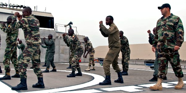 US Navy 110720-N-XK513-110 U.S. Navy instructors from Maritime Civil Affairs Security Training (MCAST) conduct self-defense training with members o