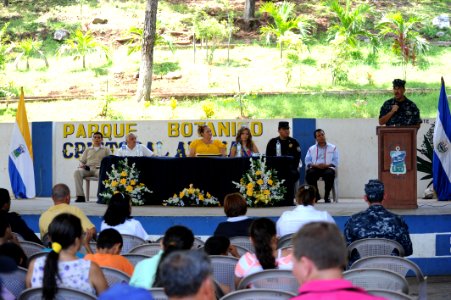 US Navy 110724-F-ET173-099 Commodore Brian Nickerson speaks during a closing ceremony for Continuing Promise 2011 in Acajutla, El Salvador