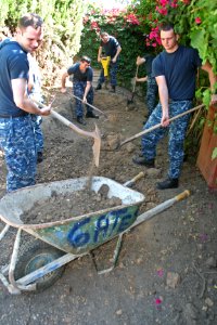 US Navy 110726-N-ZL585-130 Sailors assigned to USS Abraham Lincoln (CVN 72) volunteer for a landscape renovation project at Rancho Los Alamitos dur