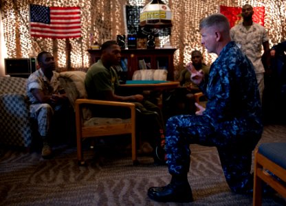 US Navy 110804-N-DR144-419 Master Chief Petty Officer of the Navy (MCPON) Rick D. West meets with Marines at the Wounded Warrior Battalion West det