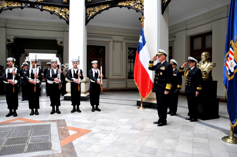 US Navy 110805-N-ZB612-042 Chief of Naval Operations (CNO) Adm. Gary Roughead renders honors during a welcoming ceremony to the Chilean naval headq