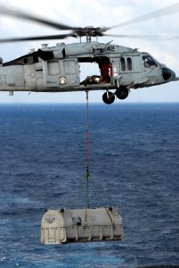 US Navy 110810-N-KF029-079 An MH-60S Sea Hawk helicopter assigned to the Wildcards of Helicopter Sea Combat Squadron (HSC) 23