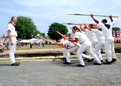 US Navy 110806-N-AU127-287 Sailors assigned to USS Constitution perform 17th century boarding pike drills during the Salem Maritime Festival
