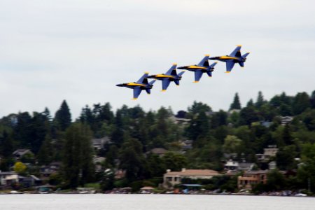 US Navy 110805-N-AE328-184 Pilots assigned to the U.S. Navy flight demonstration squadron, the Blue Angels, perform during the 62nd annual Seattle