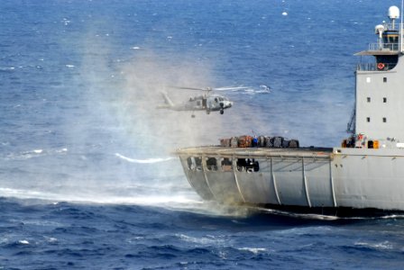 US Navy 110810-N-KF029-090 An SH-60F Sea Hawk helicopter assigned to the Black Knights of Helicopter Anti-Submarine Squadron (HS) 4 prepares