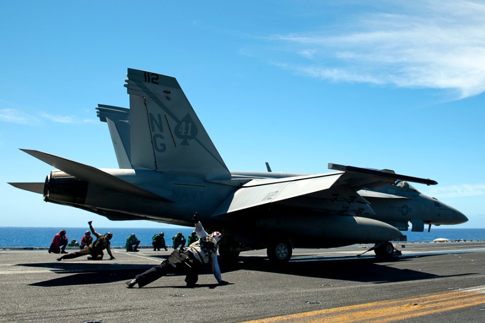 US Navy 110810-N-BT887-163 An F-A-18F Super Hornet launches from USS John C. Stennis (CVN 74)