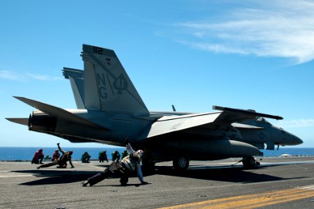 US Navy 110810-N-BT887-163 An F-A-18F Super Hornet launches from USS John C. Stennis (CVN 74)