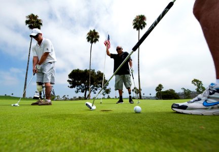 US Navy 110815-N-DR144-423 Marines compete in the Operation, Game On^ Golf Classic at the Morgan Run Resort and Club