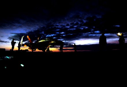 US Navy 110809-N-ZZ999-751 An F-A-18C Hornet prepares to launch from USS John C. Stennis (CVN 74)