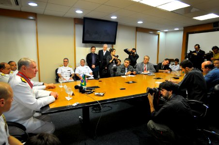 US Navy 110810-N-ZB612-300 Chief of Naval Operations (CNO) Adm. Gary Roughead and Chief of the Brazilian navy Staff Adm. Mauro Neto answer question