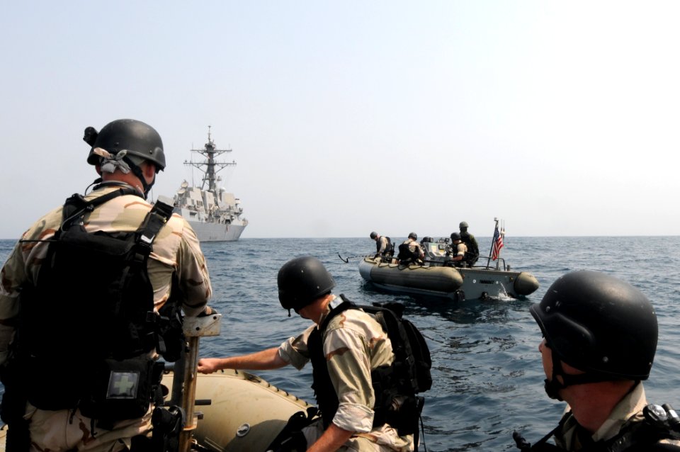 US Navy 110820-N-QL471-119 Sailors from the USS Truxton visit, board, search, and seizure team participate in a training exercise