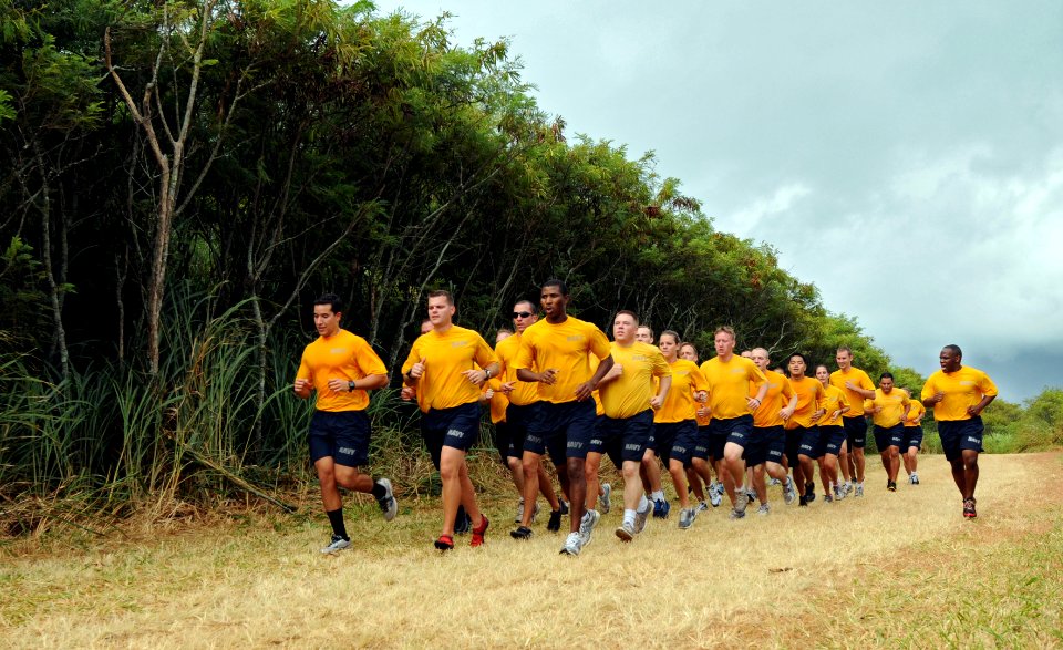 US Navy 110819-N-PP197-034 Sailors run through Kaneohe Bay, Hawaii