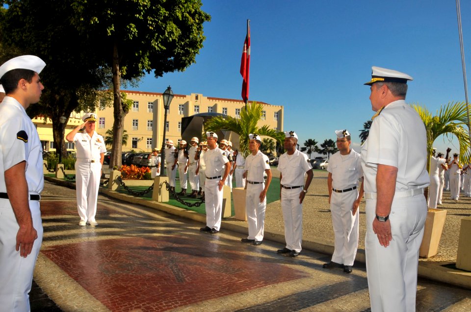 US Navy 110812-N-ZB612-082 Chief of Naval Operations (CNO) Adm. Gary Roughead, left, renders a salute to Brazilian Navy Adm. Roberto de Guimarraes
