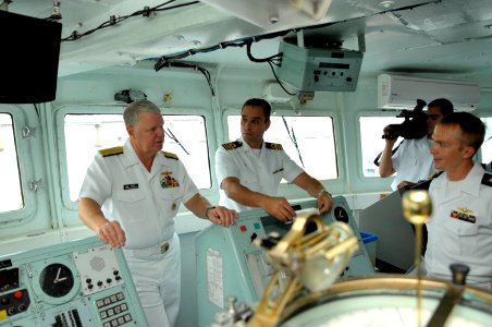 US Navy 110810-N-ZB612-180 Chief of Naval Operations (CNO) Adm. Gary Roughead tours the bridge of Constituicao (F 42) during a visit to Rio De Jane