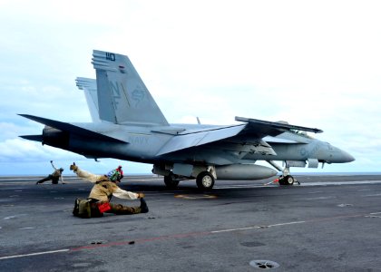 US Navy 110811-N-DS193-001 Aviation Electrician's Mate 3rd Class Carrie Shuster, front, and Aviation Structural Mechanic 2nd Class Dennis Crawford photo