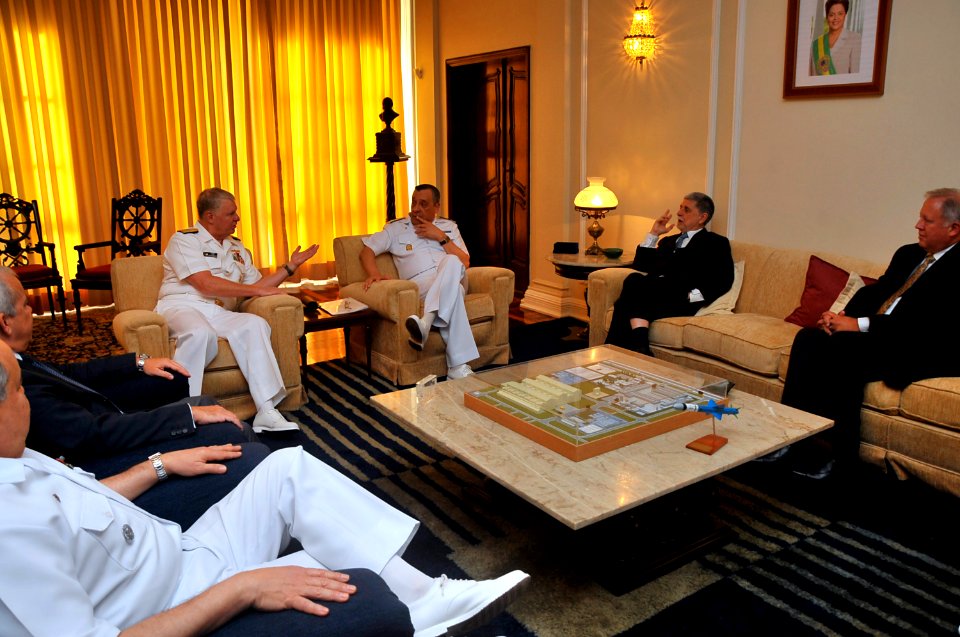 US Navy 110812-N-ZB612-100 Chief of Naval Operations (CNO) Adm. Gary Roughead, left, and Chief of the Brazilian Navy Staff Adm. Mauro Neto meet wit
