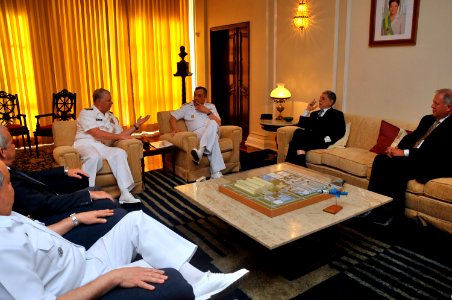 US Navy 110812-N-ZB612-100 Chief of Naval Operations (CNO) Adm. Gary Roughead, left, and Chief of the Brazilian Navy Staff Adm. Mauro Neto meet wit