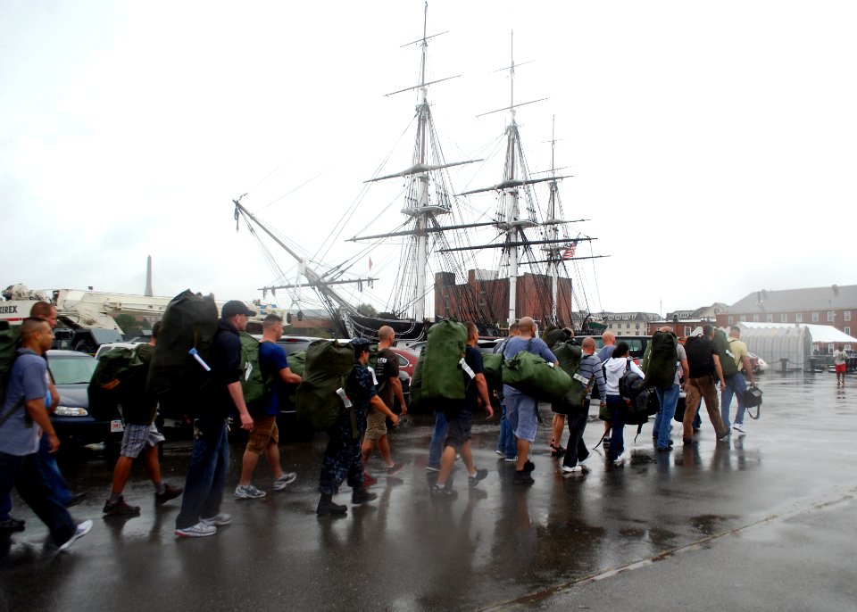 US Navy 110815-N-AU127-446 Chief selectees march to the USS Constitution