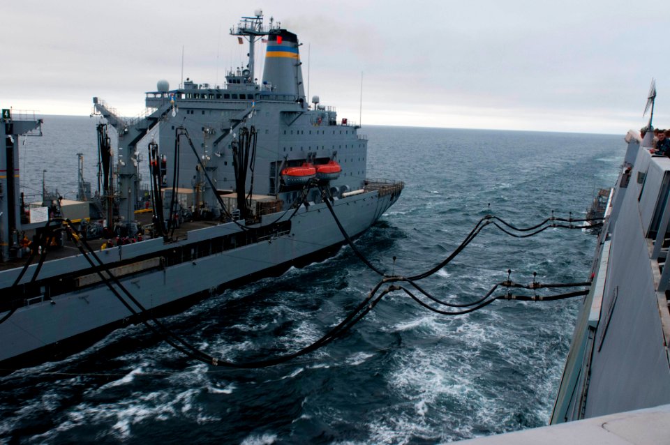 US Navy 110821-N-PB383-076 USS New Orleans on loads fuel and stores from the USNS Yukon