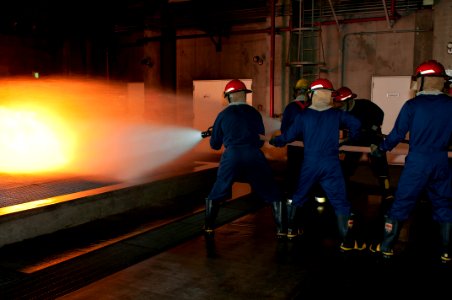 US Navy 110818-N-ER662-072 Sailors practice firefighting