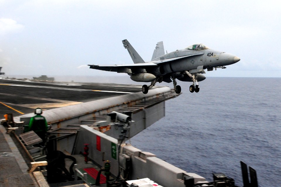 US Navy 110824-N-UO379-256 An F-A-18C Hornet assigned to the Death Rattlers of Marine Fighter Attack Squadron (VMFA) 323 launches