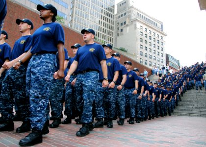 US Navy 110825-N-AU127-197 Chief selects march in Boston during USS Constitution's Chief Petty Officer Heritage Week