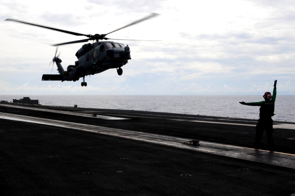 US Navy 110824-N-UO379-080 An SH-60B Sea Hawk helicopter assigned to the Battlecats of Helicopter Anti-Submarine Squadron Light (HSL) 43