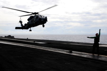 US Navy 110824-N-UO379-080 An SH-60B Sea Hawk helicopter assigned to the Battlecats of Helicopter Anti-Submarine Squadron Light (HSL) 43