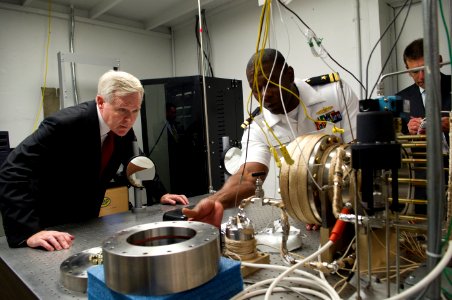 US Navy 110829-N-ZZ999-023 Secretary of the Navy (SECNAV) Ray Mabus tours a biofuels testing facility at the Naval Postgraduate School