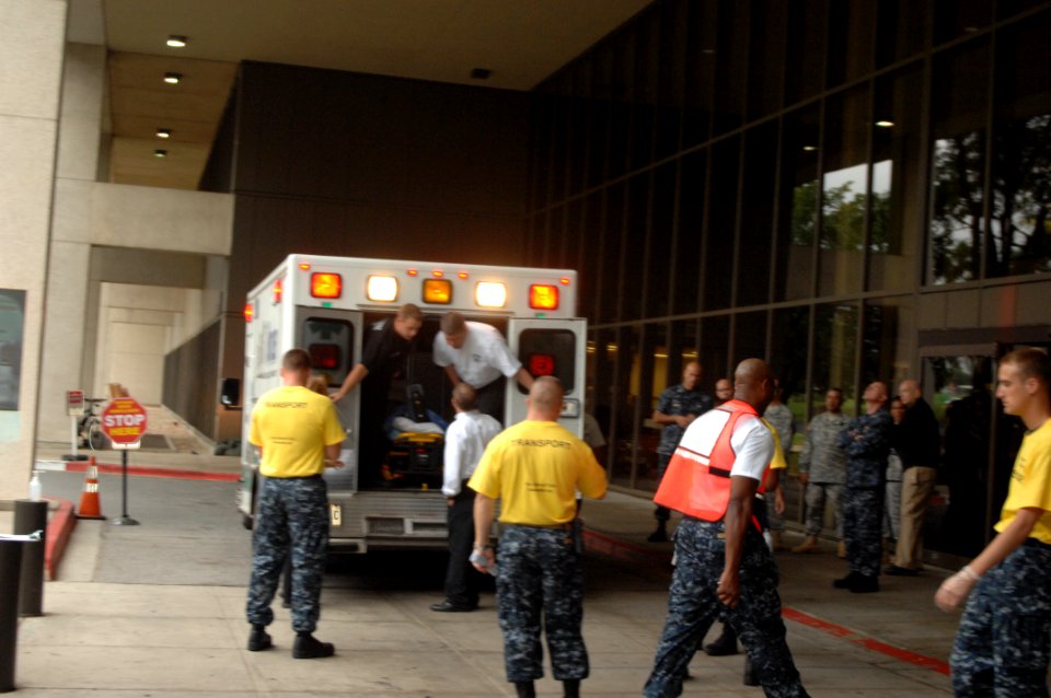 US Navy 110827-N-ZZ999-018 The last remaining inpatients at Walter Reed Army Medical Center are transferred by ambulance to the National Naval Medi