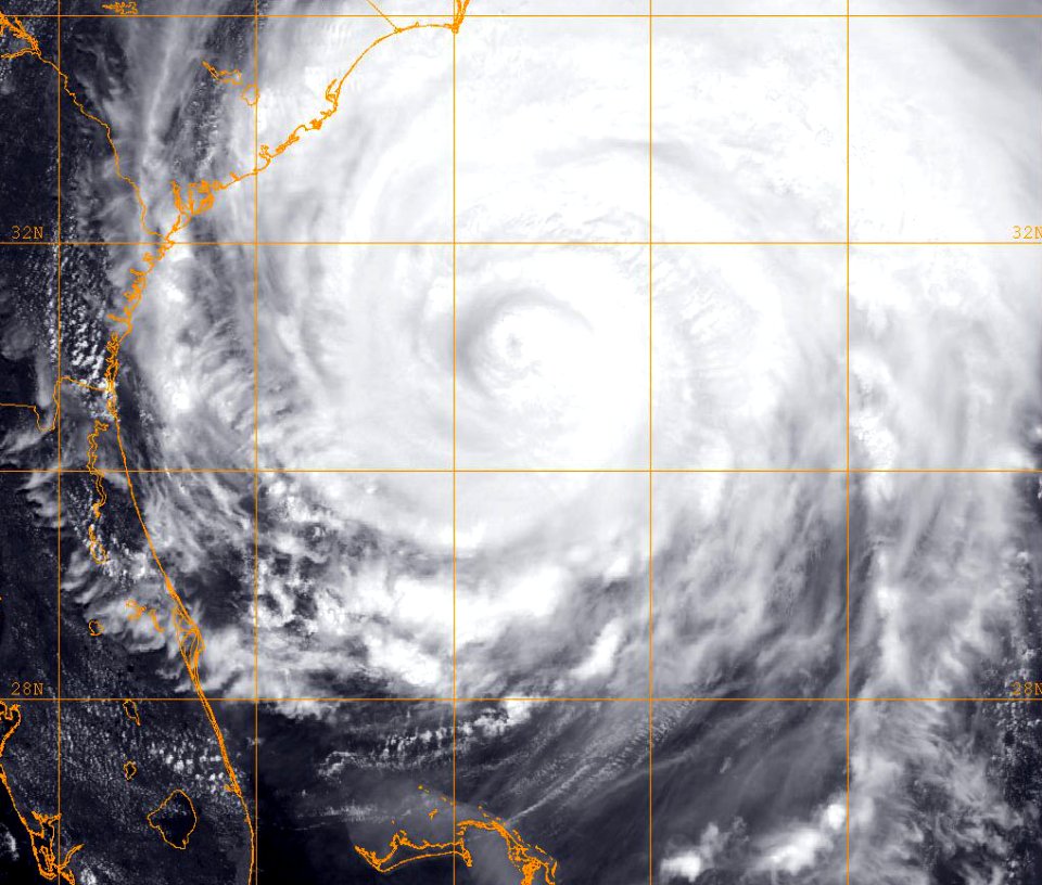 US Navy 110826-N-ZZ999-001 A GOES-13 infrared satellite image provided by the U.S. Naval Research Laboratory, Monterey, Calif., showing the status