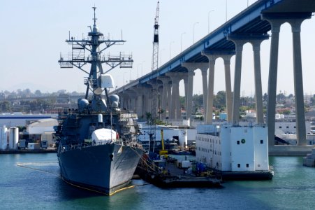 US Navy 110831-N-ZC343-593 The guided-missile destroyer USS Decatur (DDG 73) undergoes maintenance at Naval Base San Diego