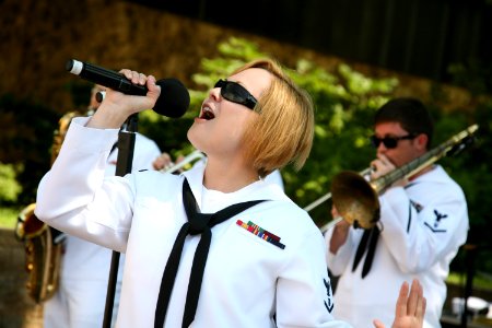 US Navy 110907-N-YM440-107 Musician 3rd Class Michelle Werner, from Portsmouth, Va., and the U.S. Navy Band Great Lakes, Horizon,