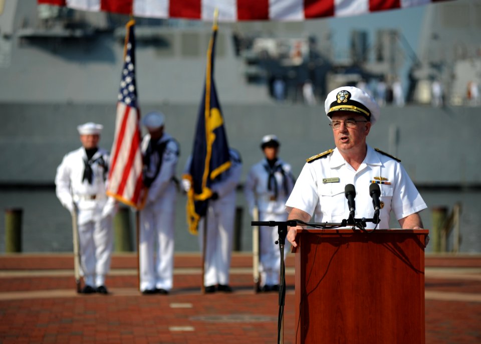 US Navy 110911-N-NY820-192 Adm. John C. Harvey Jr. speaks during a 9-11 Remembrance ceremony at Town Point Park