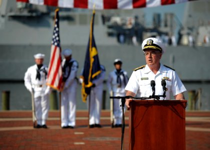 US Navy 110911-N-NY820-192 Adm. John C. Harvey Jr. speaks during a 9-11 Remembrance ceremony at Town Point Park photo